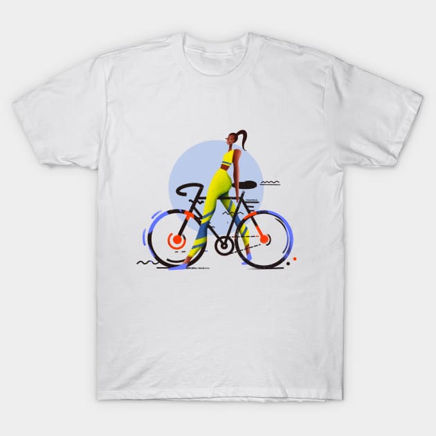 Neon Cyclist Girl T-Shirt by Yogatella